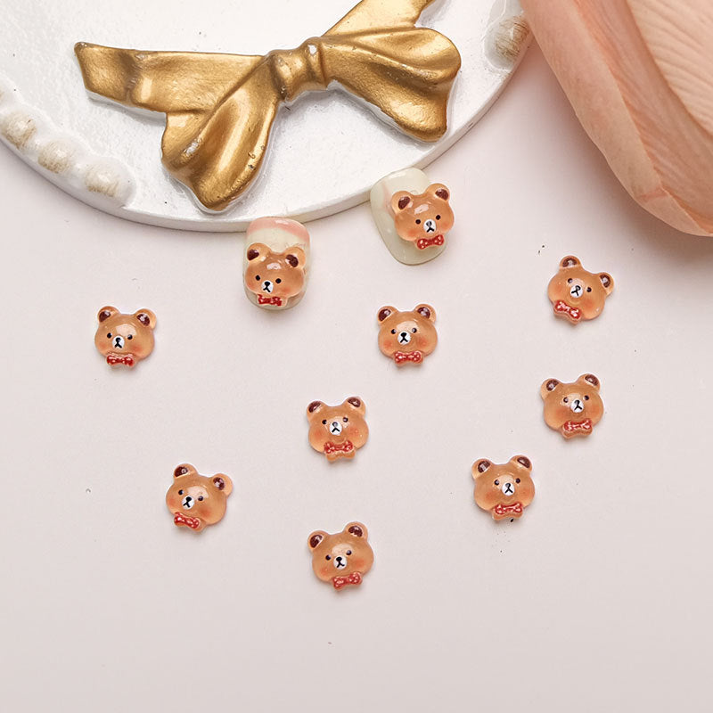 Little Bear Cartoon Ornament Cute Three-dimensional Bow Nail Care Nail Art