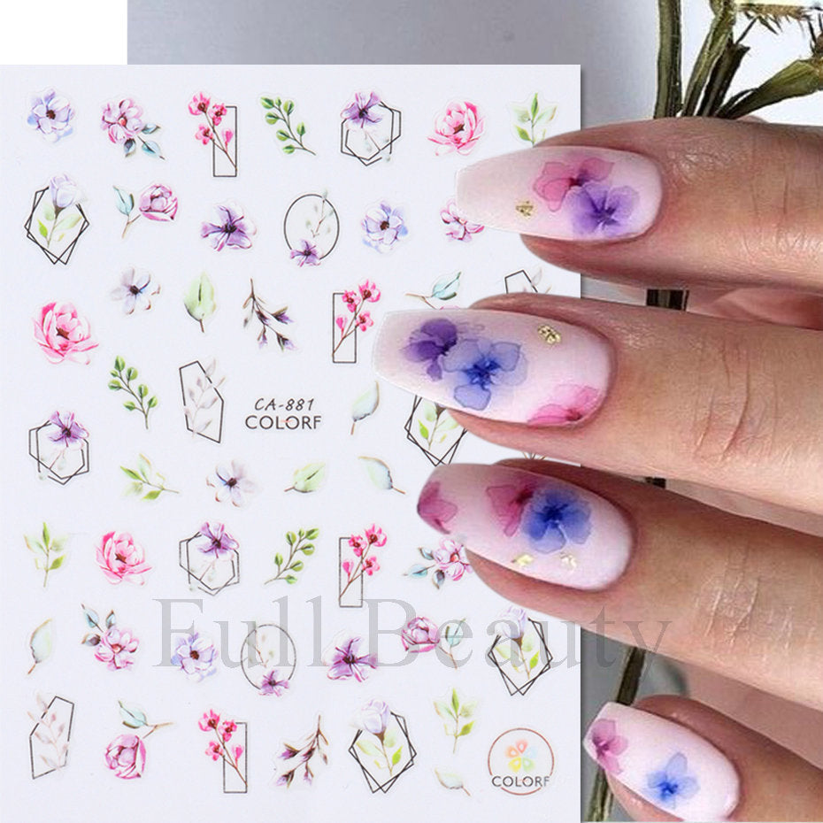 Glamorous Spring Rose Flower Tulip Adhesive Nail Stickers