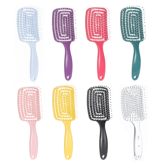 Hollow Big Curved Portable Elastic Wet Hair Brushes & Combs