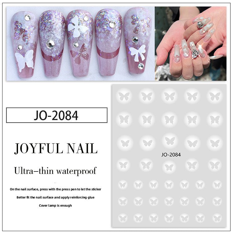 Taches blanches Papillon creux Amour Soins des ongles en forme de cœur Nail Art