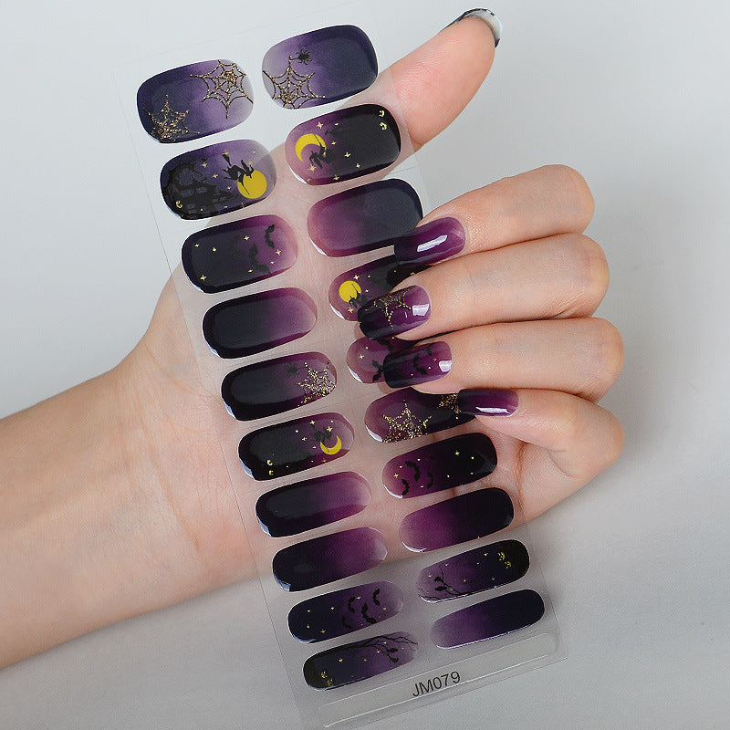 Autocollants pour ongles en gel lumineux en papier pour Halloween