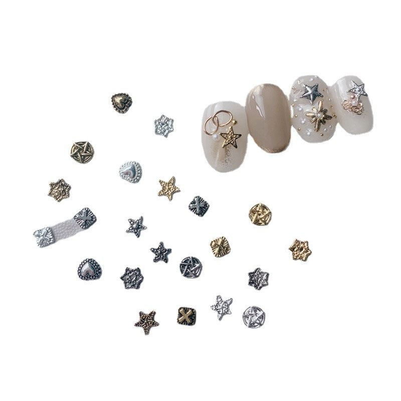 Five-pointed Star Vintage Punk Style Baroque Cross Nail Care Nail Art