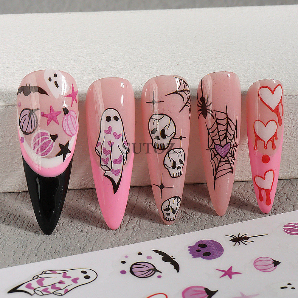 Dessin animé drôle fantôme citrouille sorcière élément nail art