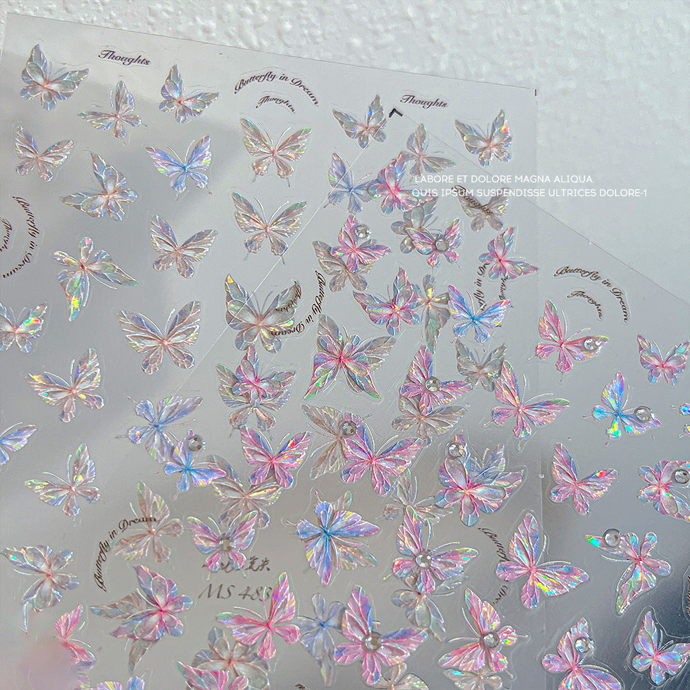 Fairy Shell Light Butterfly Fresh Aurora Nail Stickers