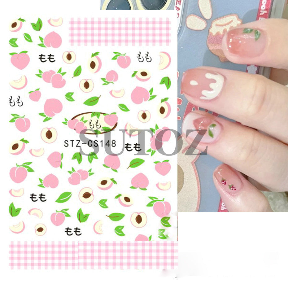 Style Strawberry Peach Bear Cute Series Nail Stickers