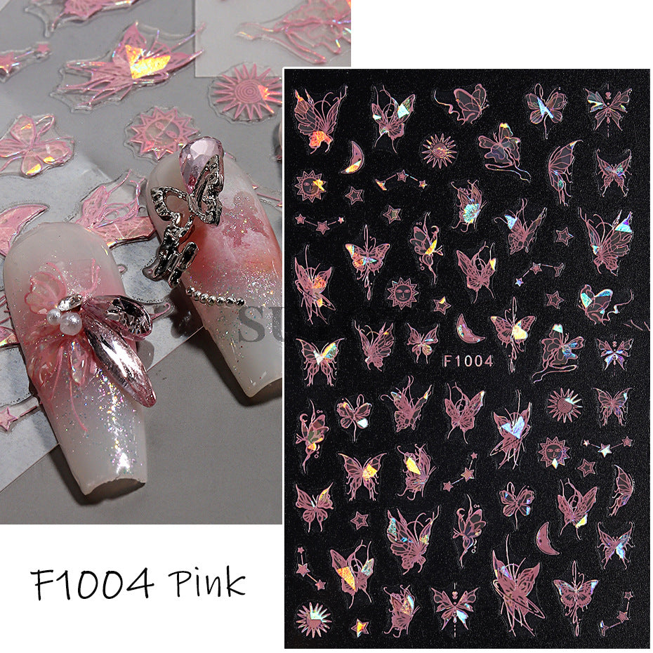 Pure Desire Clear Aurora Butterfly Fairy Nail Stickers