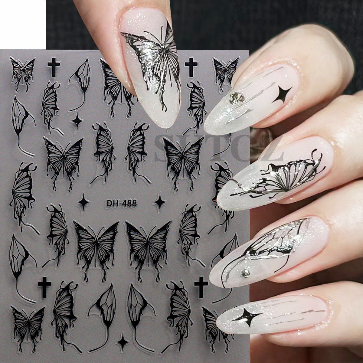 Hot Liquid Three-dimensional Hollow Butterfly Back Nail Stickers