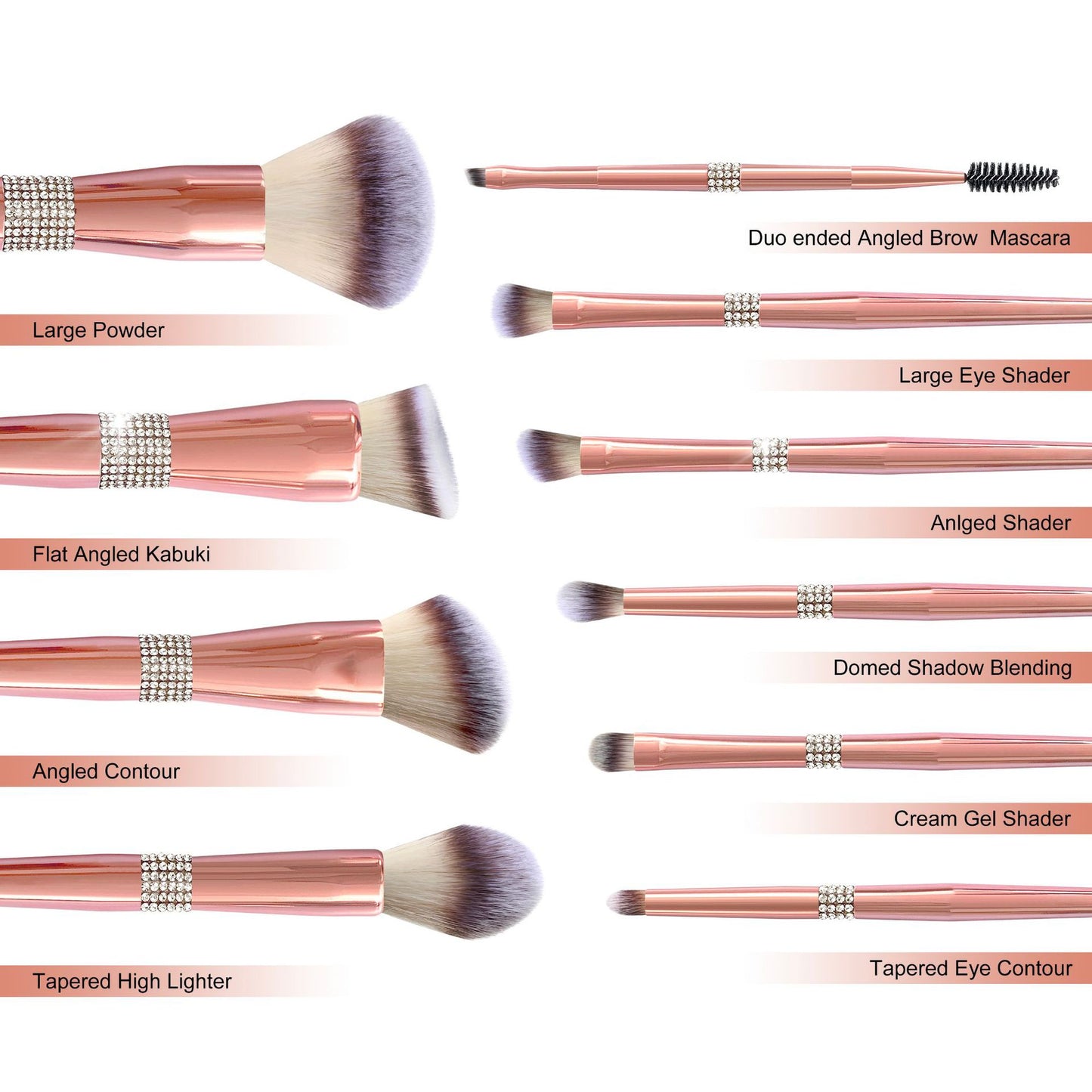 Patent Electroplated Rose Gold Brush Suit Makeup Brushes Accessories