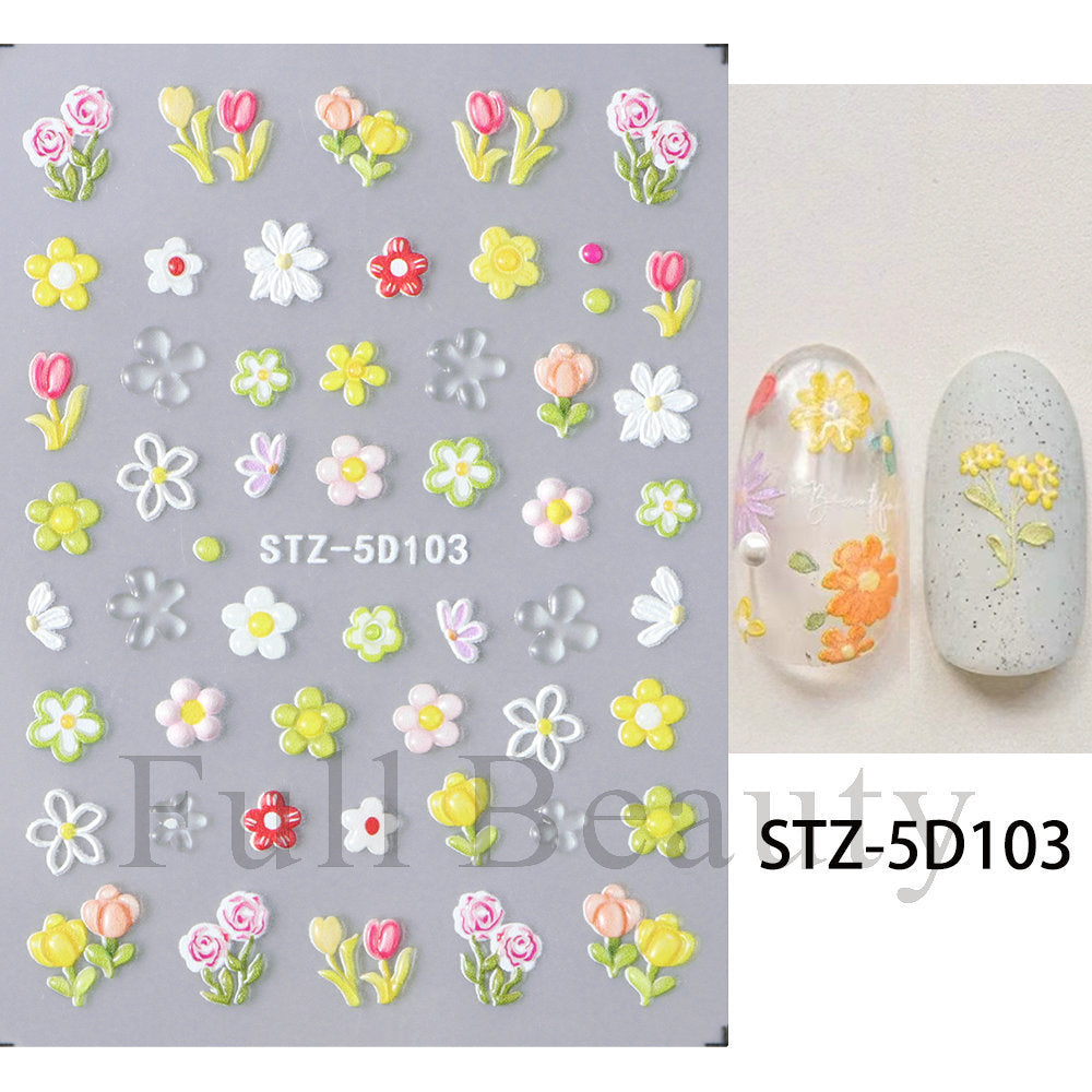 Spring Relief Small Daisy Flower Adhesive Nail Stickers