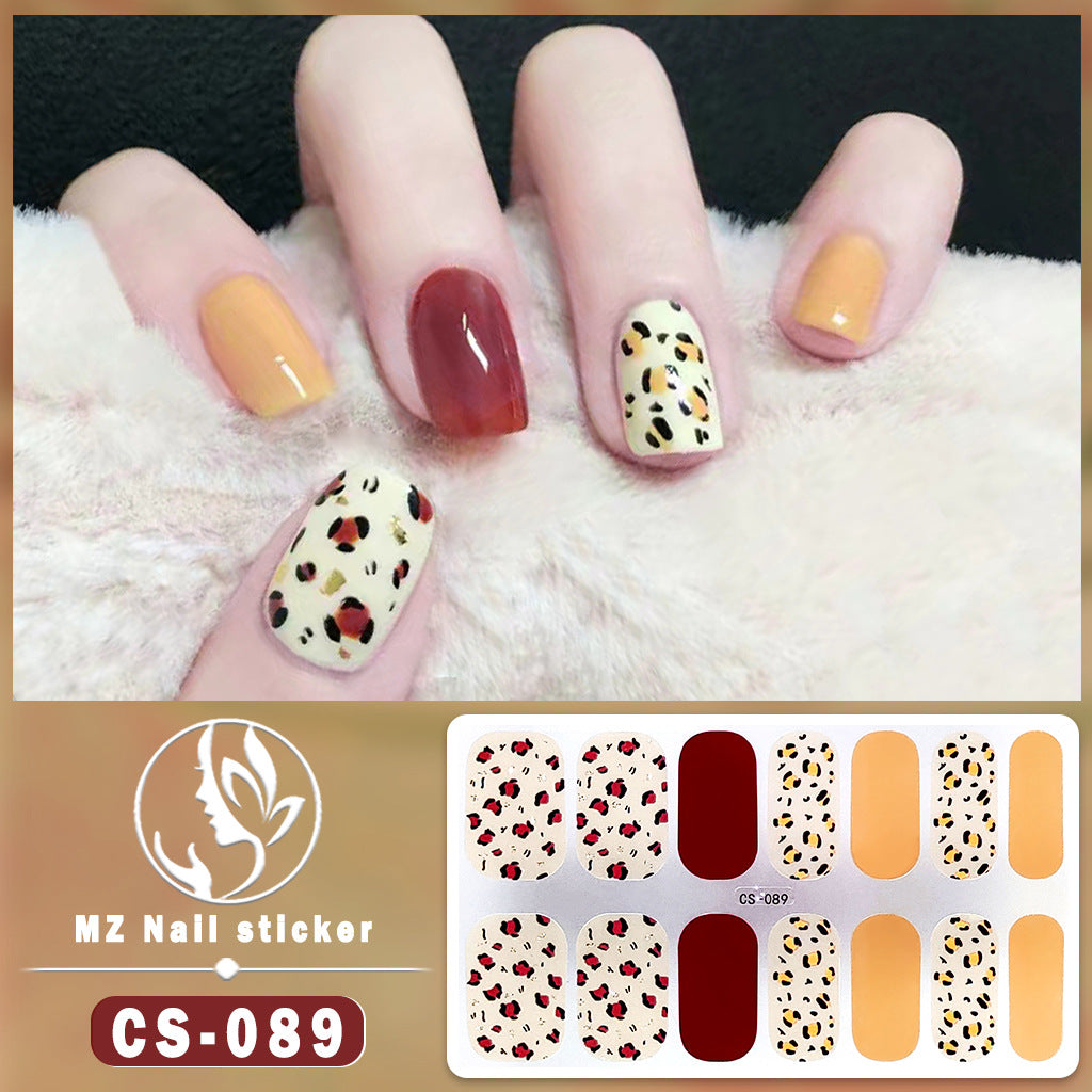 Autocollants pour ongles en gel imperméables avec motif floral à carreaux