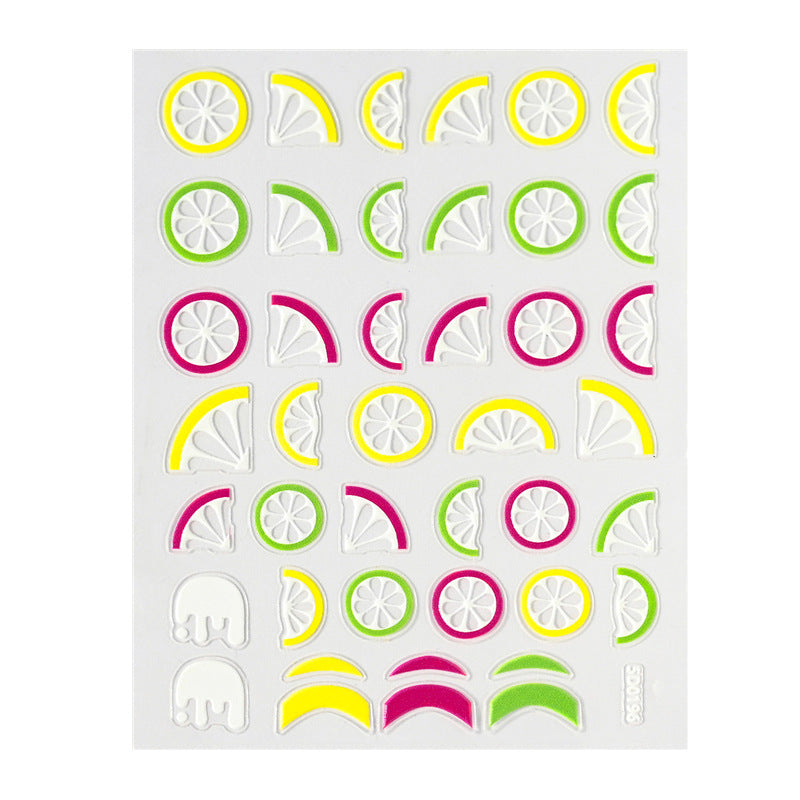 Summer Fresh Style Fruit Relief Three-dimensional Lemon Strawberry Cherry Nail Stickers