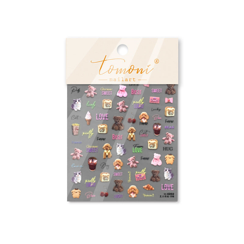 Embossed Stationery Retro Collage Rice Dessert Nail Stickers