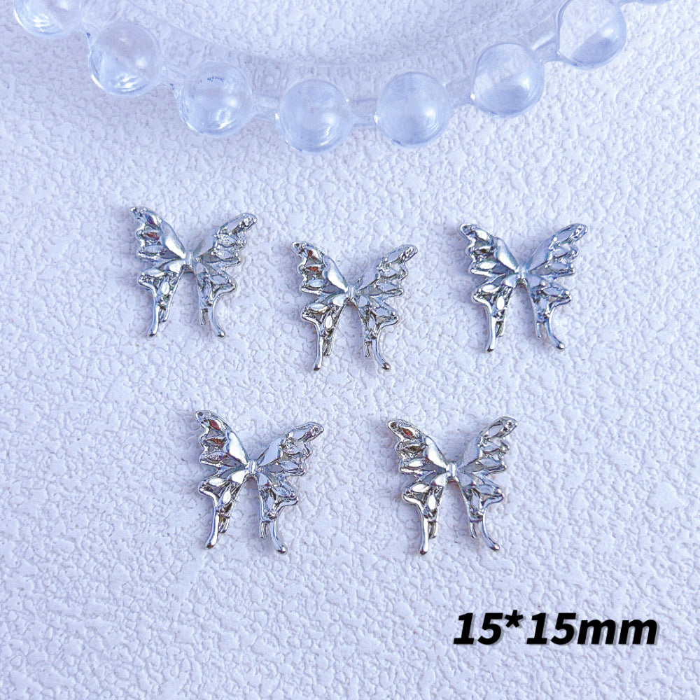 Bow Butterfly Sier Series Ornament Handmade Nail Care Nail Art