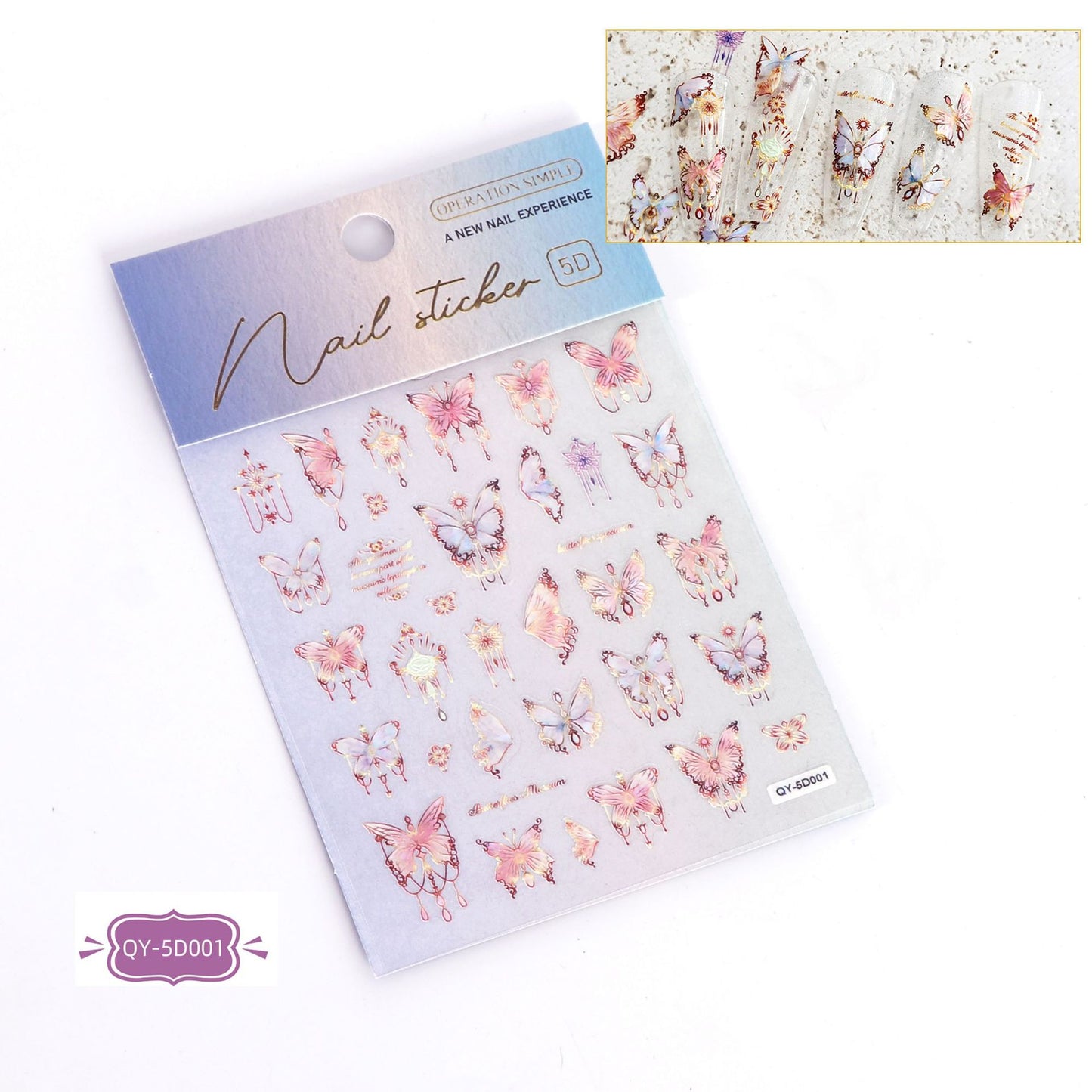 Relief Butterfly Laser Thin Tough Three-dimensional Nail Stickers