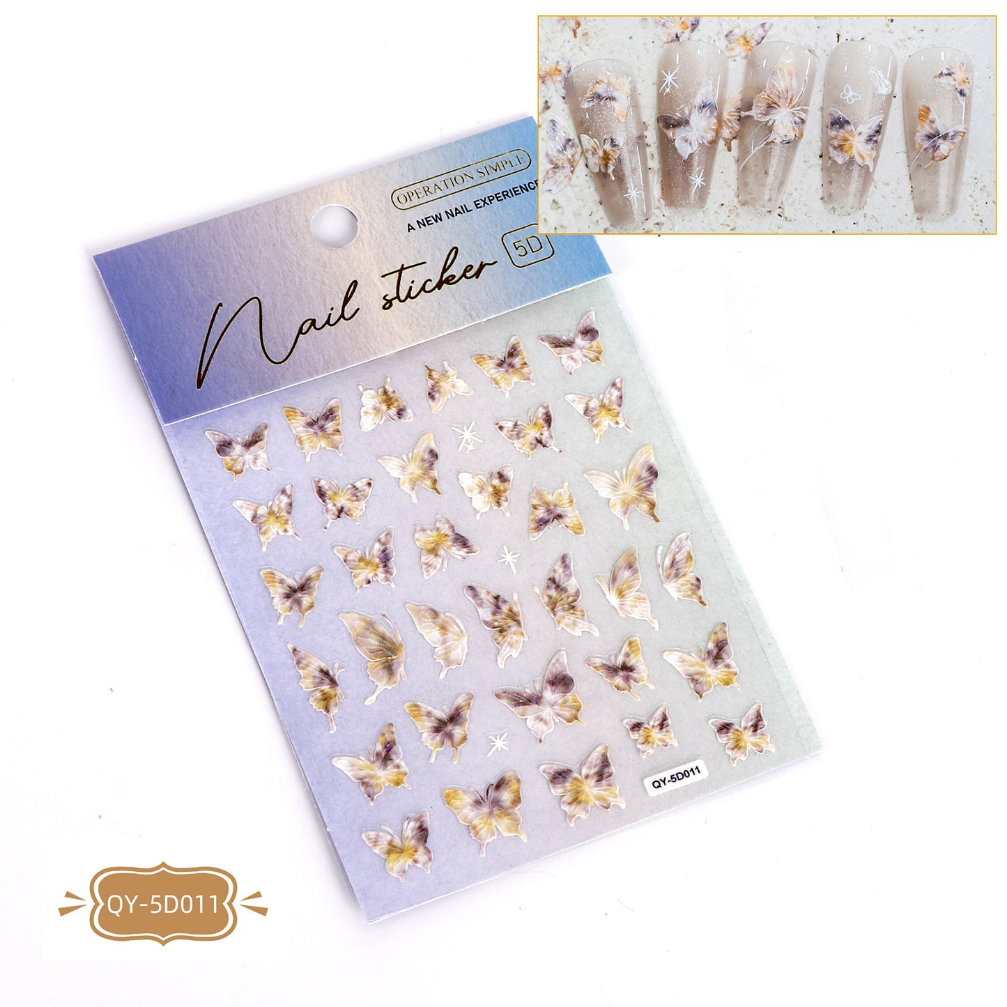 Relief Butterfly Laser Thin Tough Three-dimensional Nail Stickers