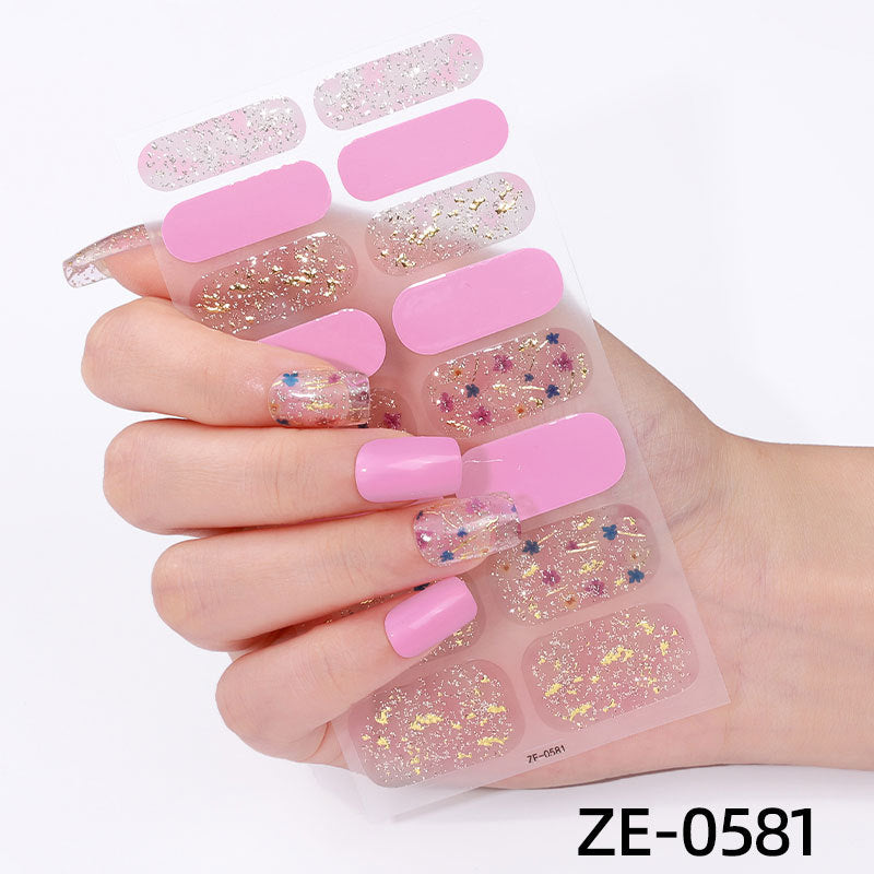 Powder Flashing French Butterfly Simple Flowers Nail Stickers