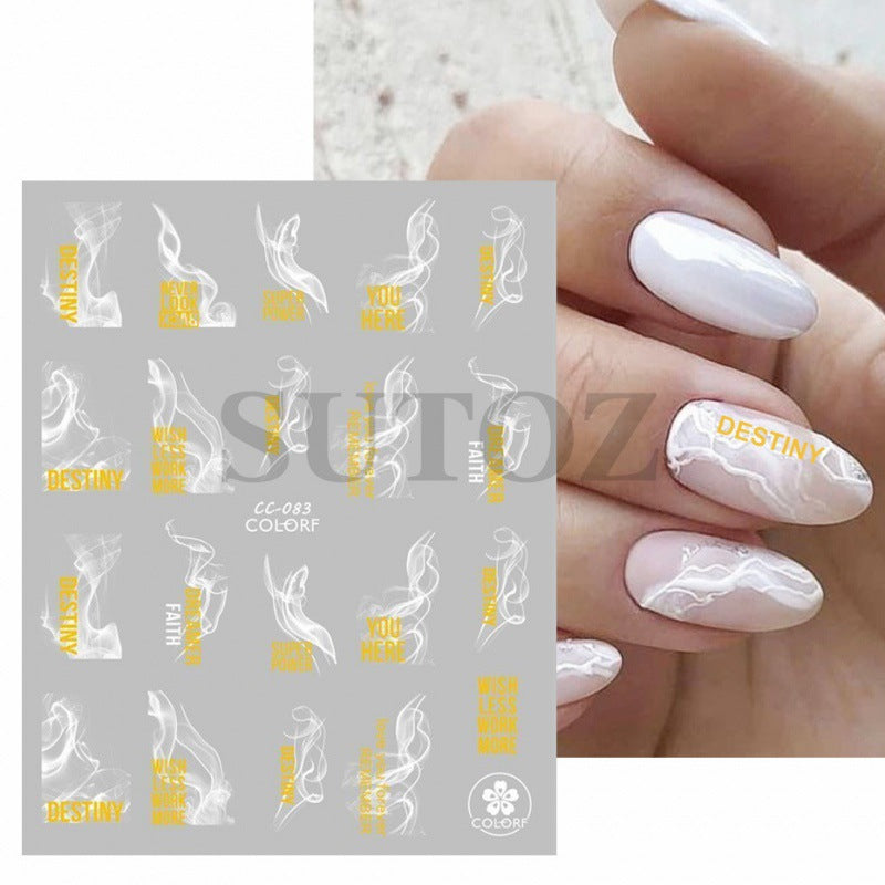 Hot Gilding Marbling Black White Gold Nail Stickers