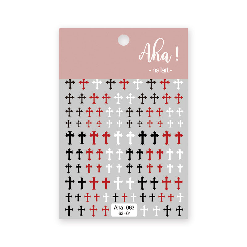 Red Black White Polka Dot English Letters Nail Stickers