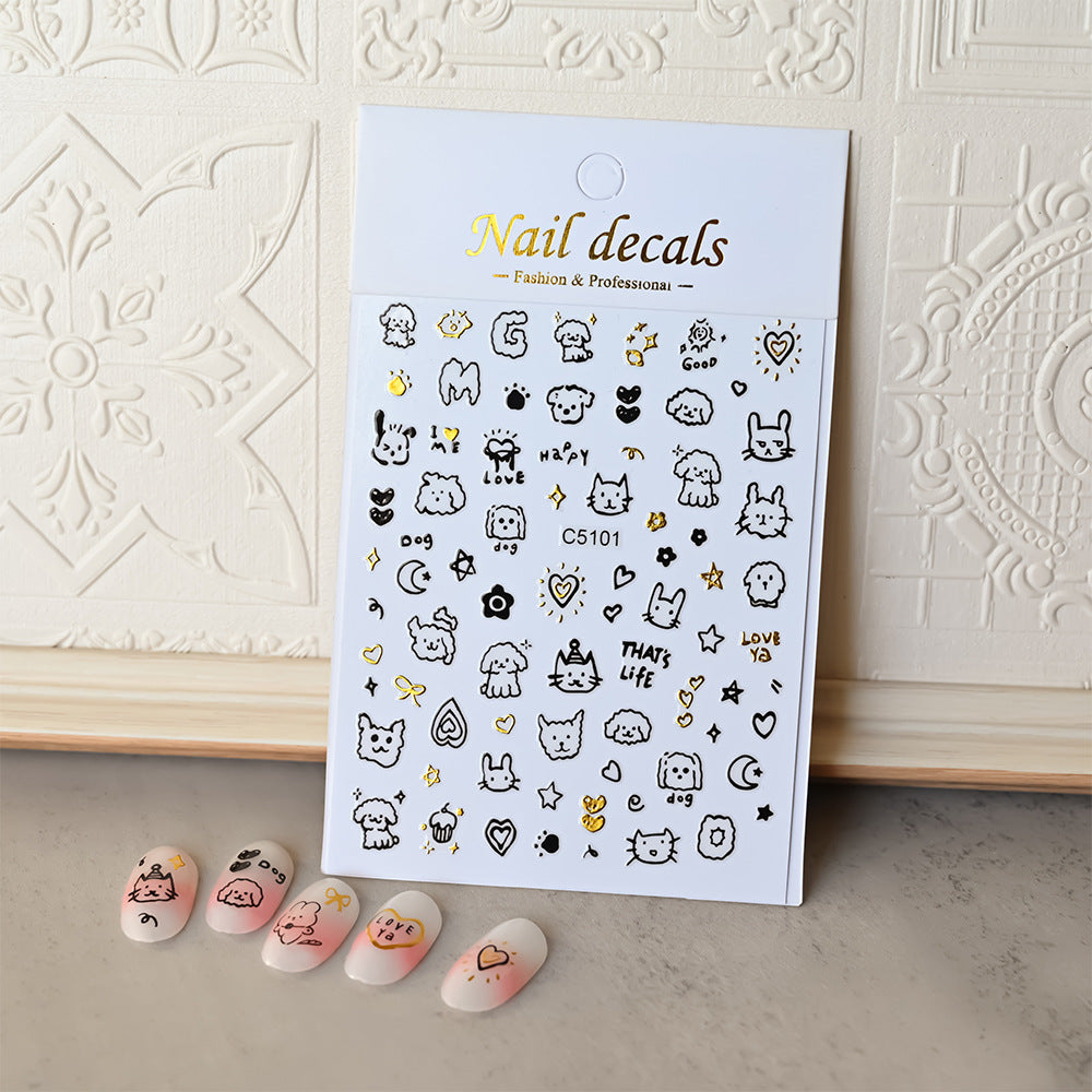 Cute Cat Adhesive Self-adhesive Fairy Fingernail Nail Stickers