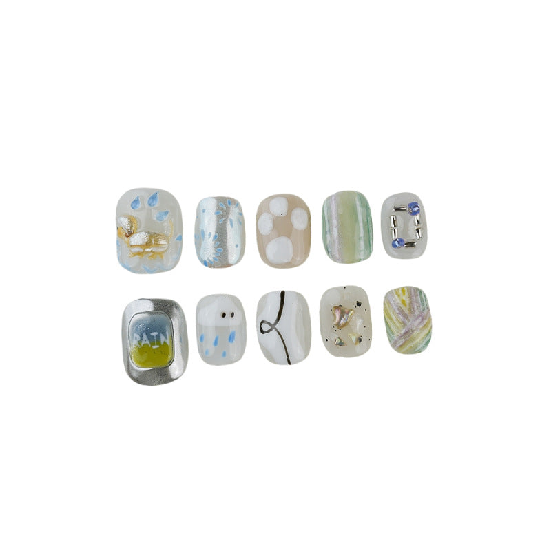 Portez un joli dessin animé pincé court fini nail art