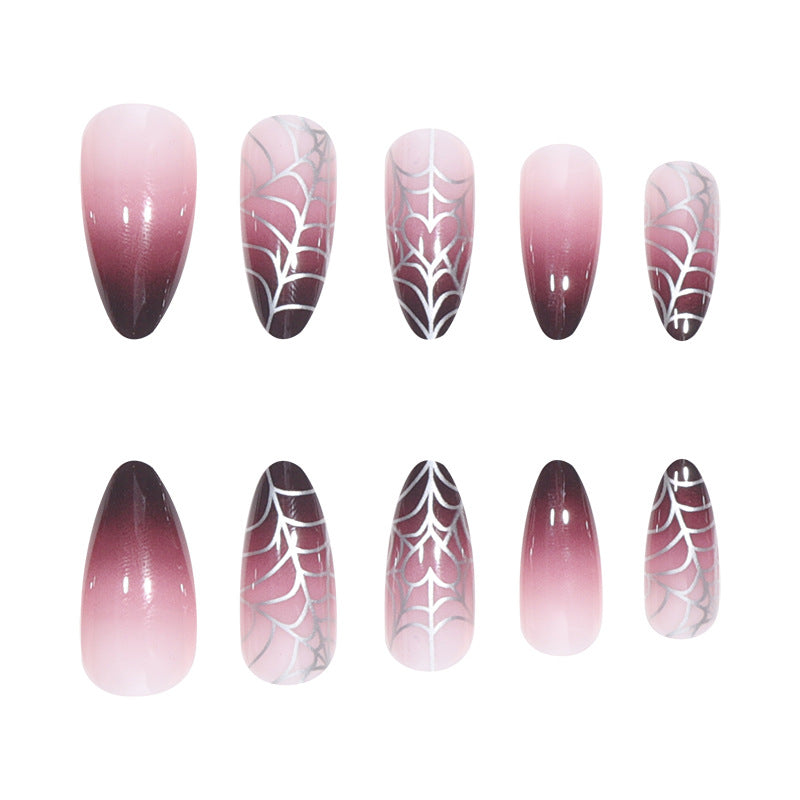 Wind Spider Web Gradient Purple Halloween Fashion Nail Art