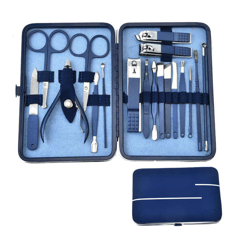 Stainless Steel Clippers Suit Manicure Blue Nail Tool Set