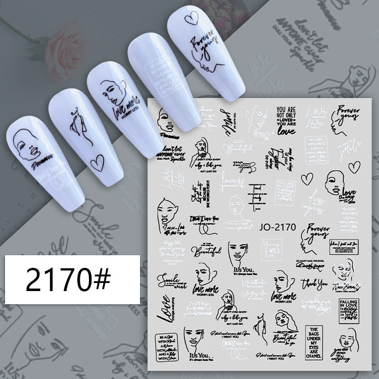 English Alphabet Paper Tape Adhesive Simple Nail Stickers