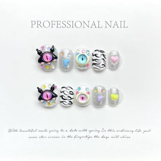 Monster Devil Short Cute Devil's Cartoon Wear Sweet Nail Stickers