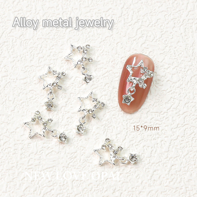 Pentagram Alloy Super Shiny Diamond Three-dimensional Nail Care Nail Art