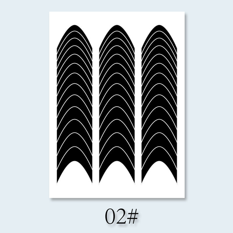 French Auxiliary Crescent Smile Wave V-shaped Gel Black Nail Stickers