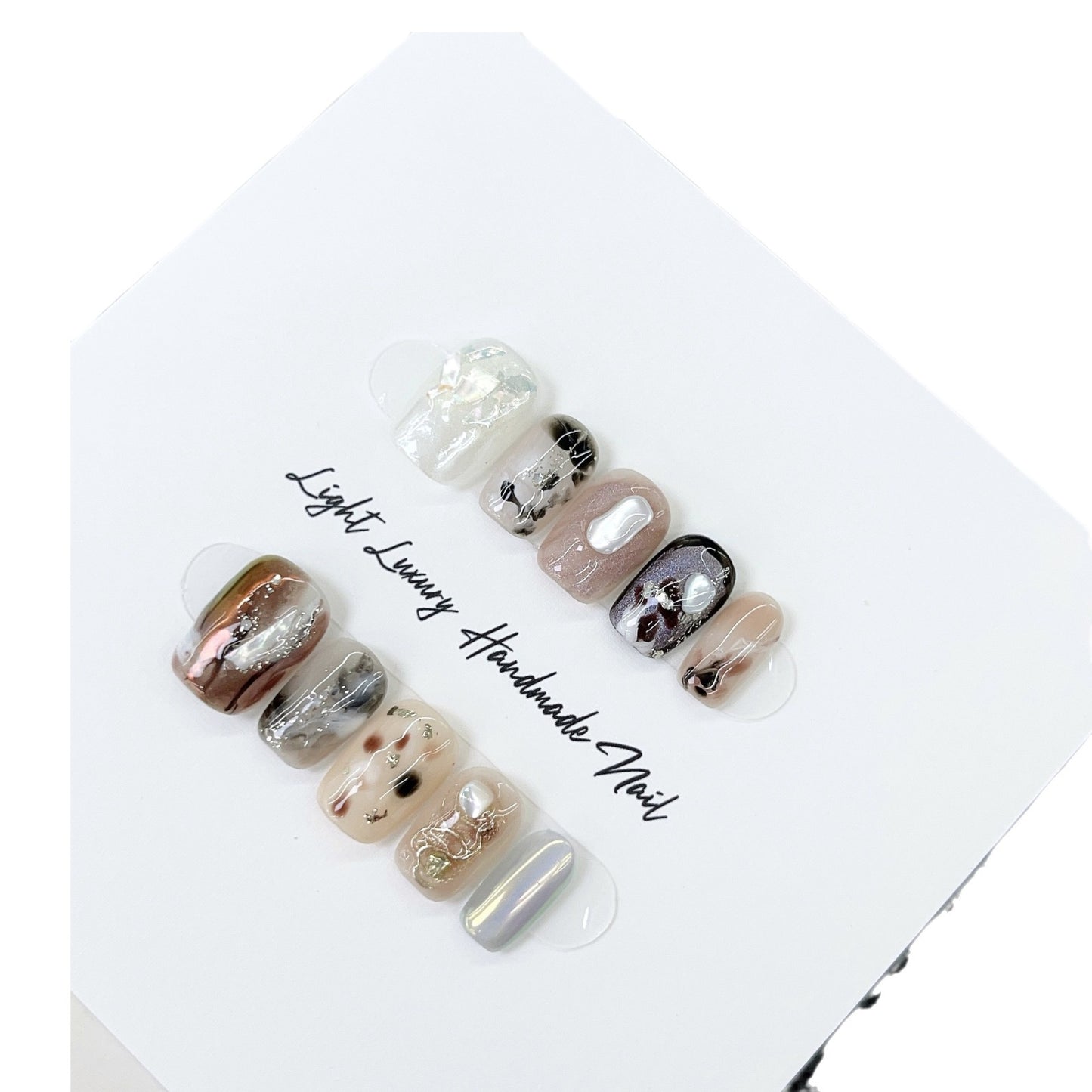 Mix Match White Handmade Wear Tip Light Luxury Nail Stickers