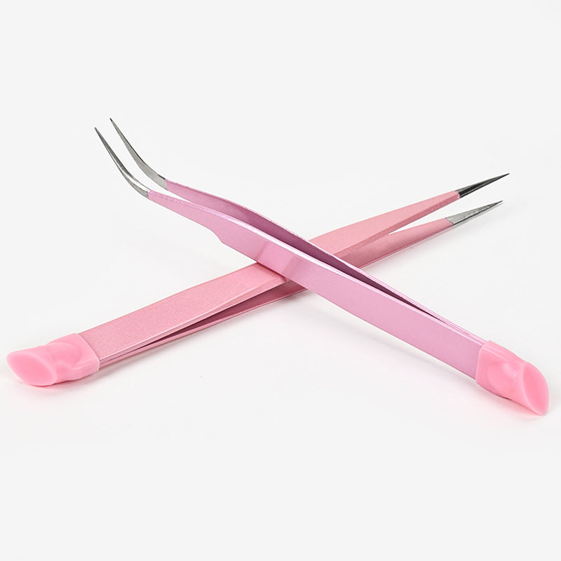 Manicure Double-headed Tweezers Rhinestone Clip With Silicone Nail Tool Set