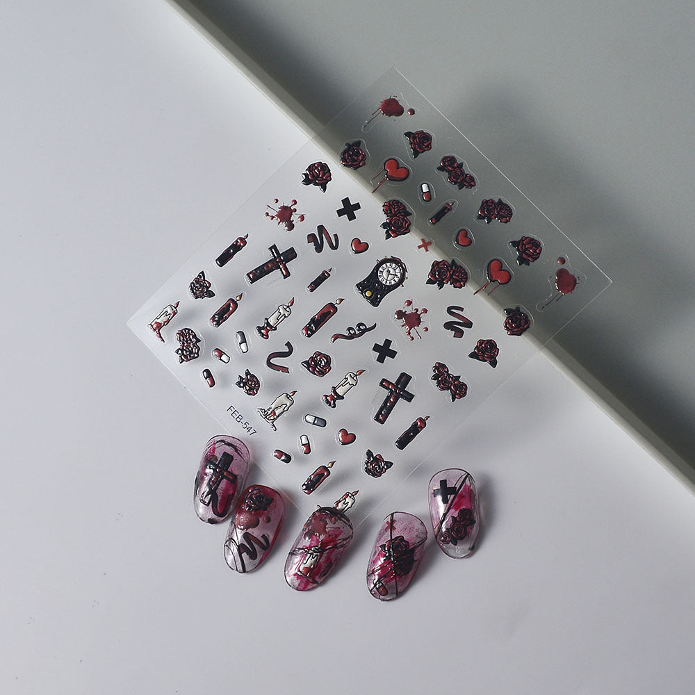 Beauty Applique Three-dimensional Sweet Cool Rose Nail Stickers