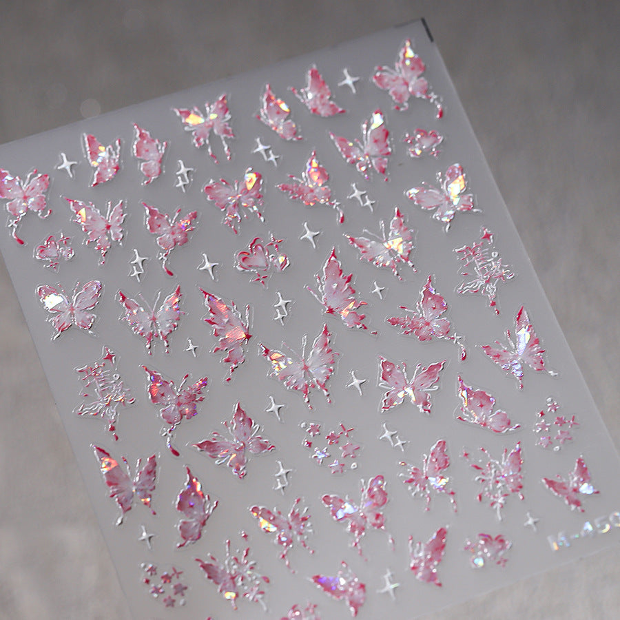 Autocollants pour ongles en forme de papillon transparent en papier doré pour loisirs créatifs