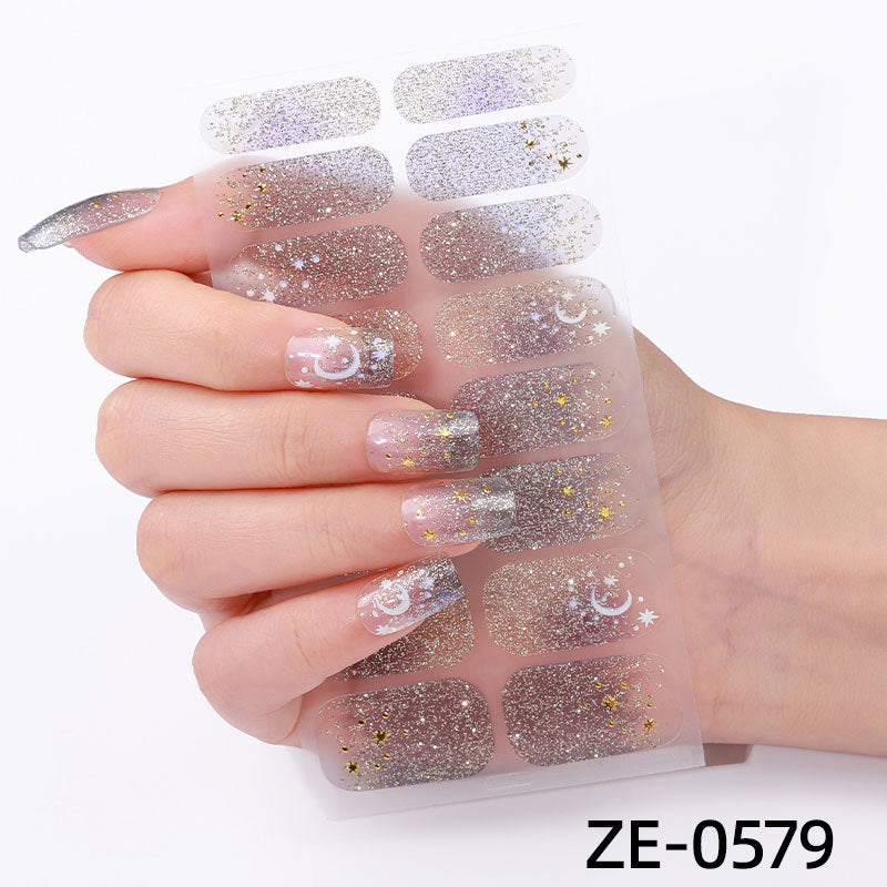 Powder Flashing French Butterfly Simple Flowers Nail Stickers