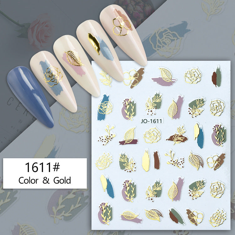 Geometric Abstract Gilding Leaves Color Hawaiian Nail Stickers