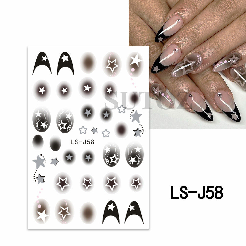 Potato Popular Simplicity Color Smudges Five-pointed Nail Stickers