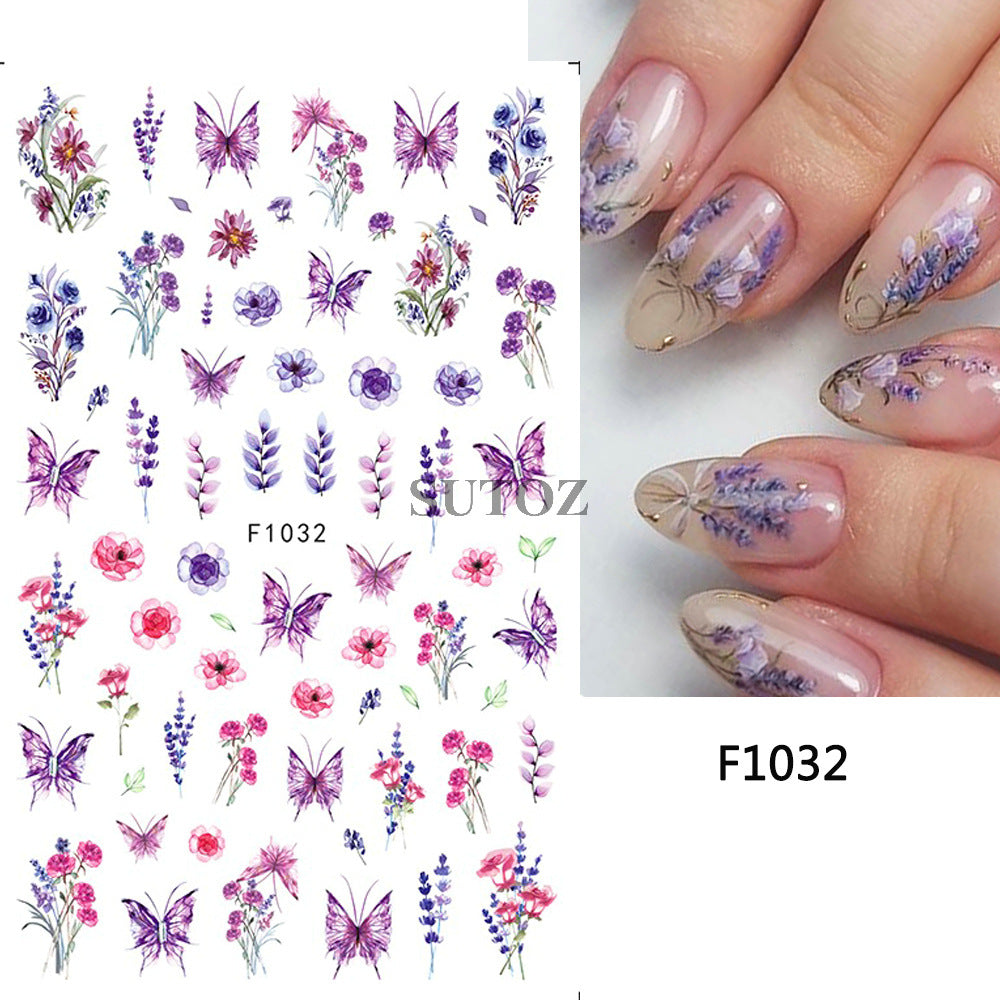 Fresh Rape Flower Snow Mowing Butterfly Nail Stickers