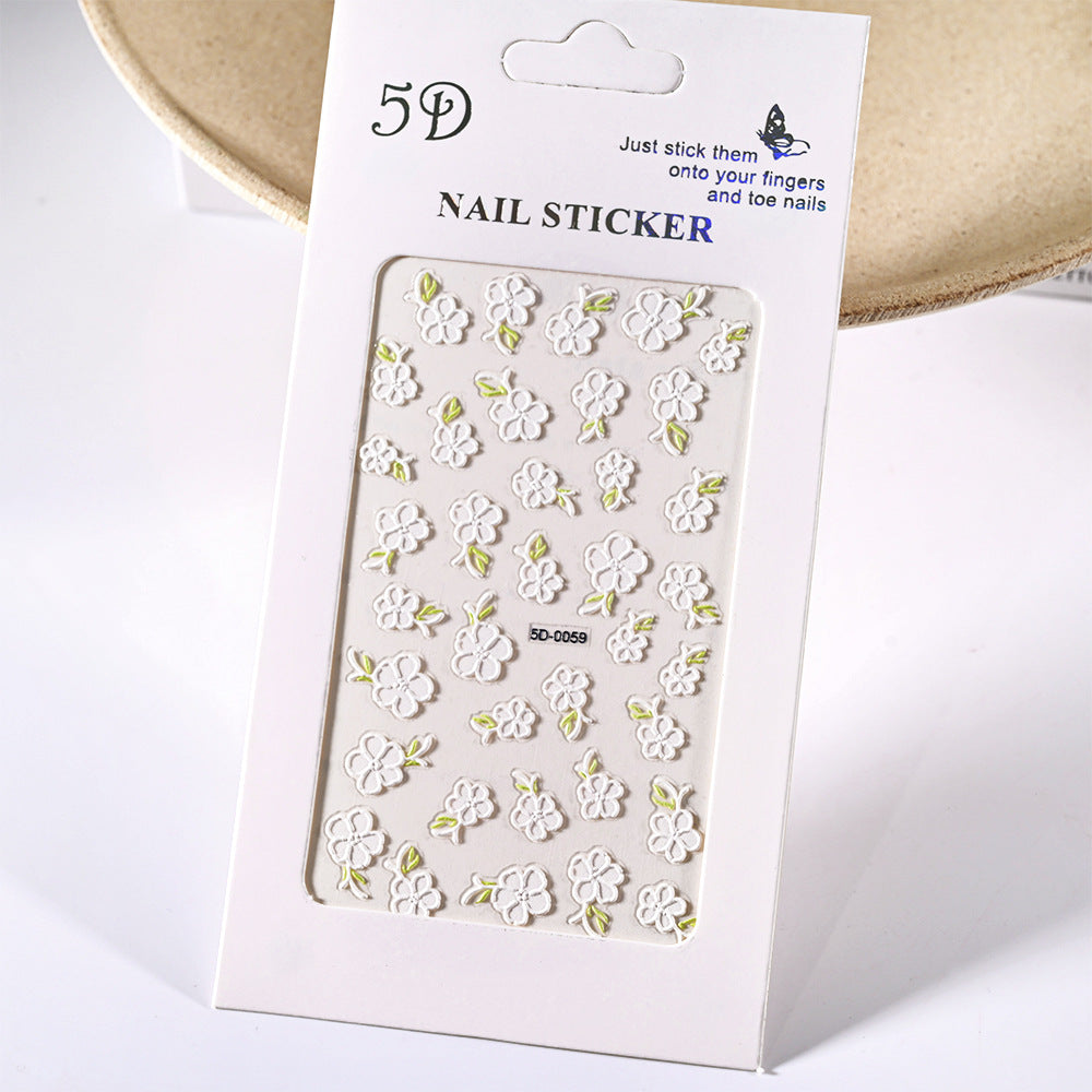 Embossed Tulip Paper Card Packaging Manicures Nail Stickers