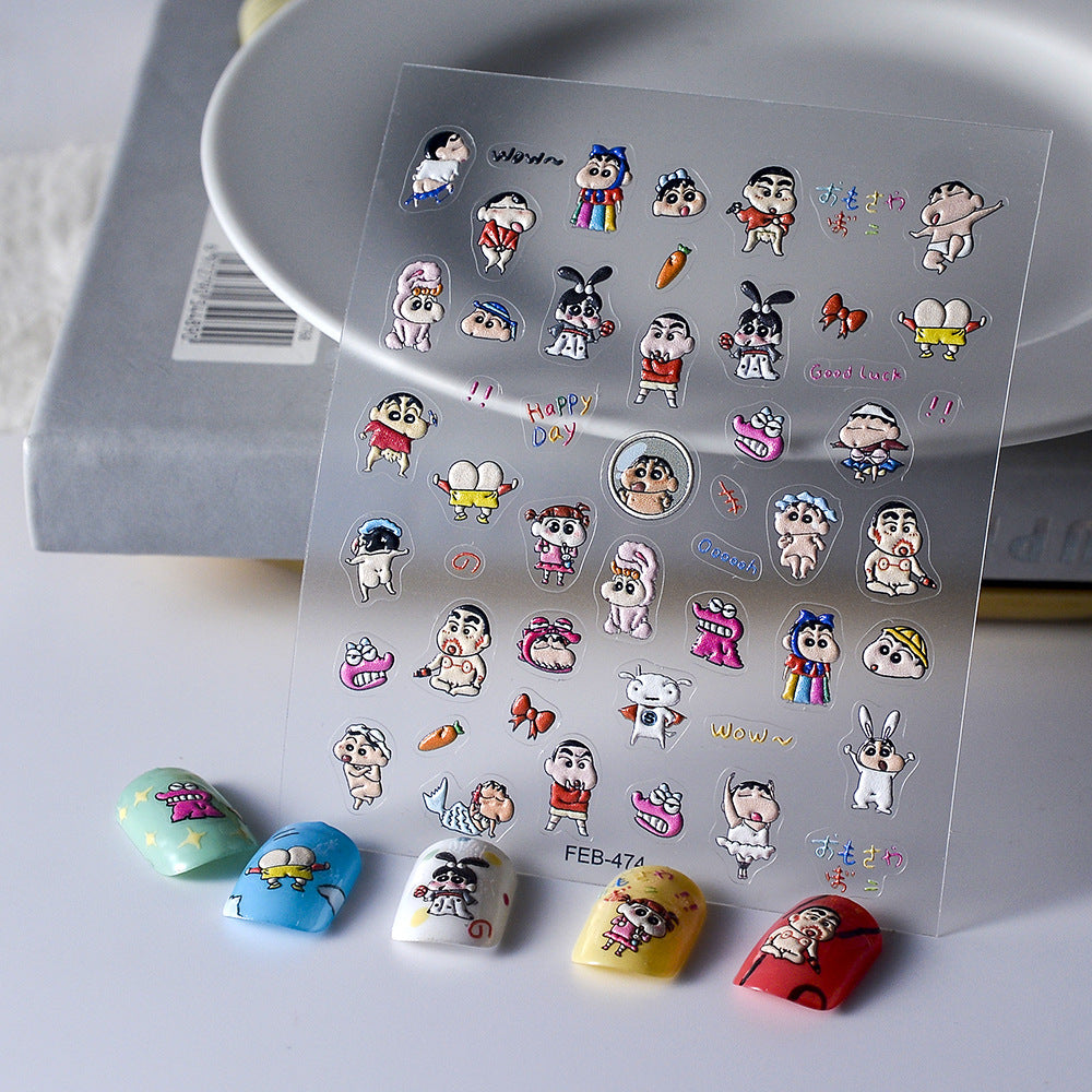 Monster Relief Three-dimensional Cartoon Q Version Nail Stickers