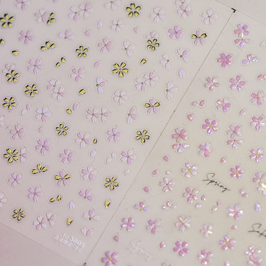 Shell Light Cute Romantic Cherry Blossoms Nail Stickers