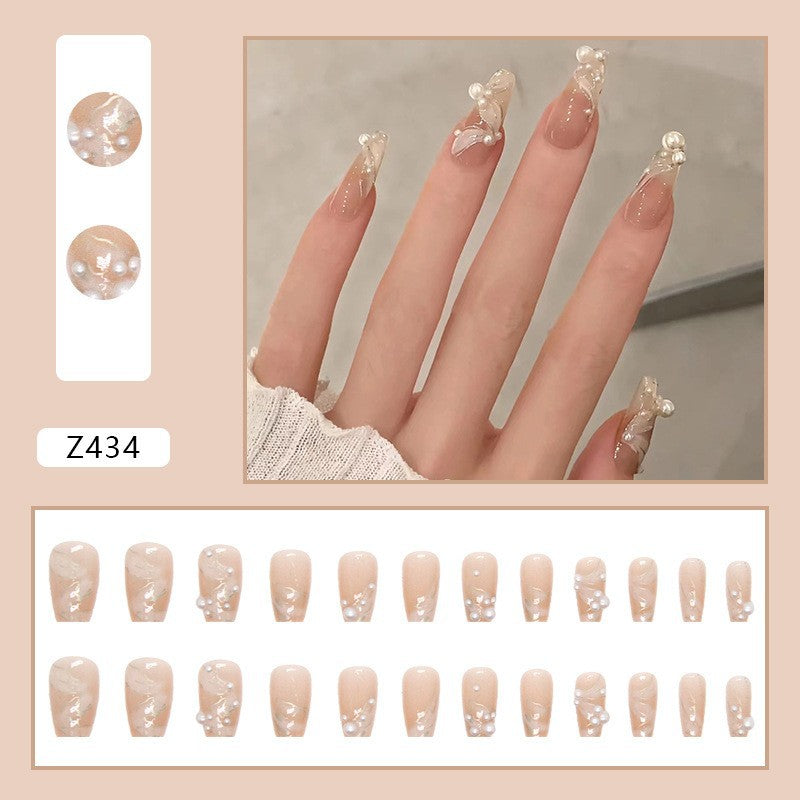 High-grade Short Fake Patch White French Nail Art