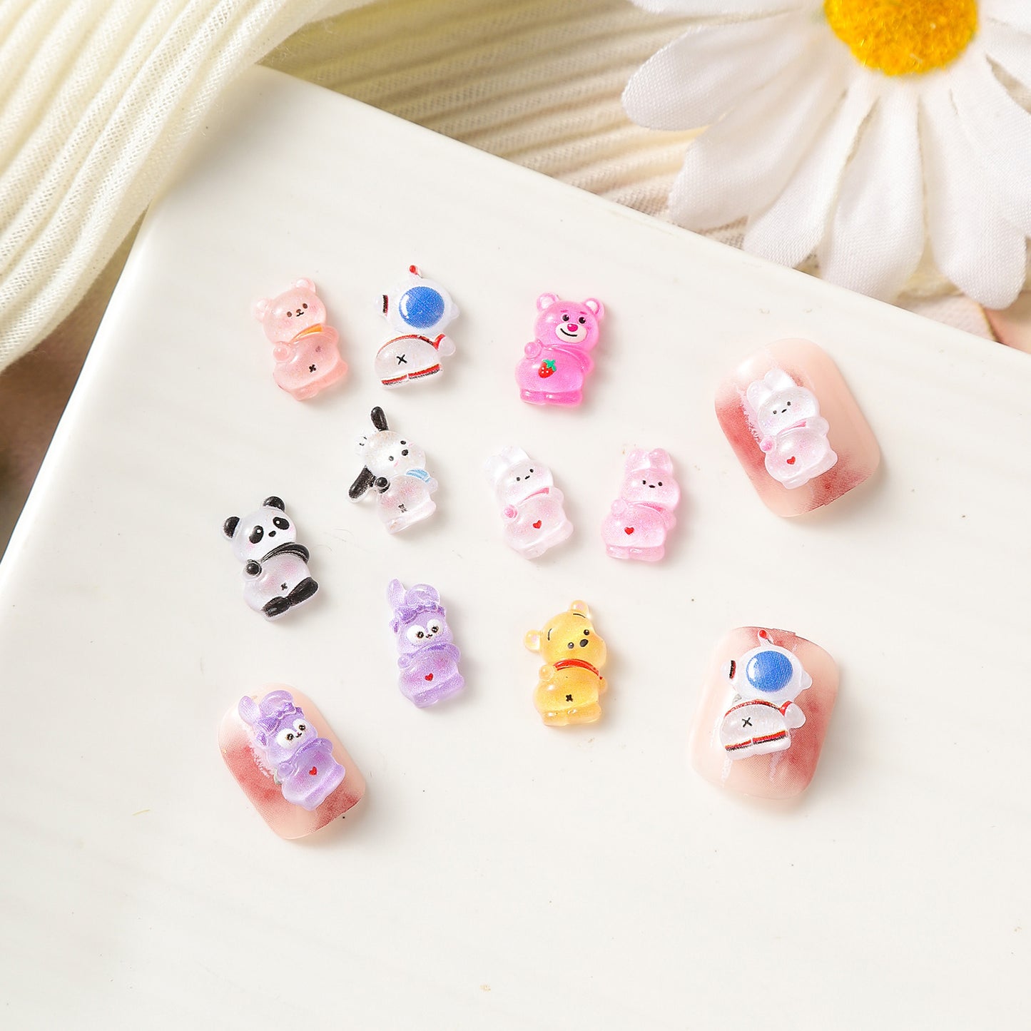 Cartoon Ornament Luminous Strawberry Bear Pooh Nail Care Nail Art