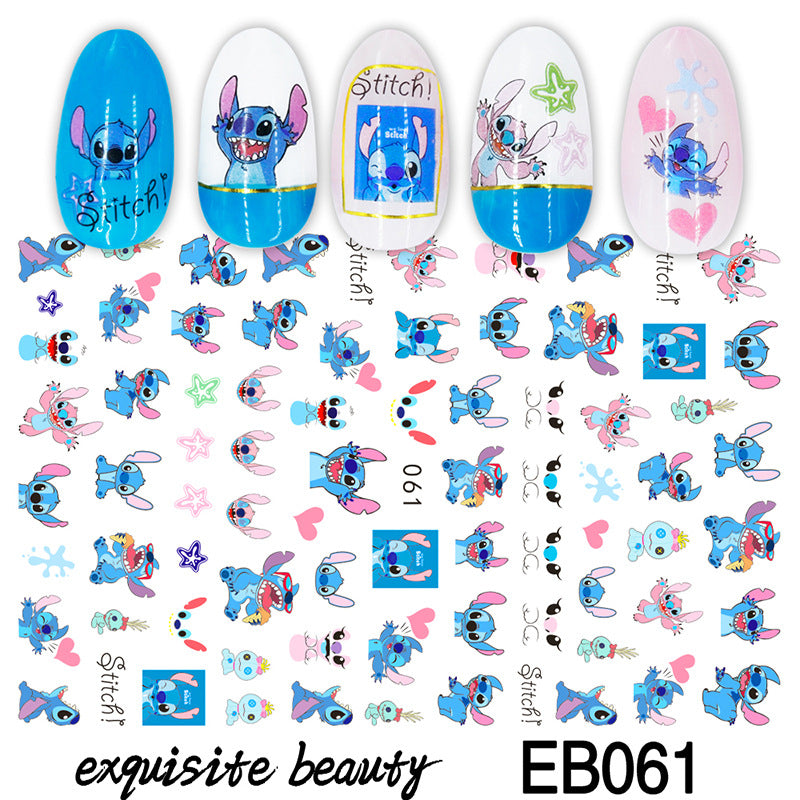 Paper Pink Blue Animation Image Cute Nail Stickers