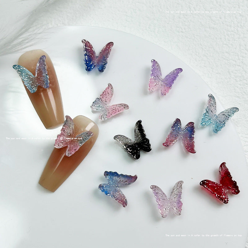 Flash Butterfly Ornament Two-color Luminous Small Nail Care Nail Art