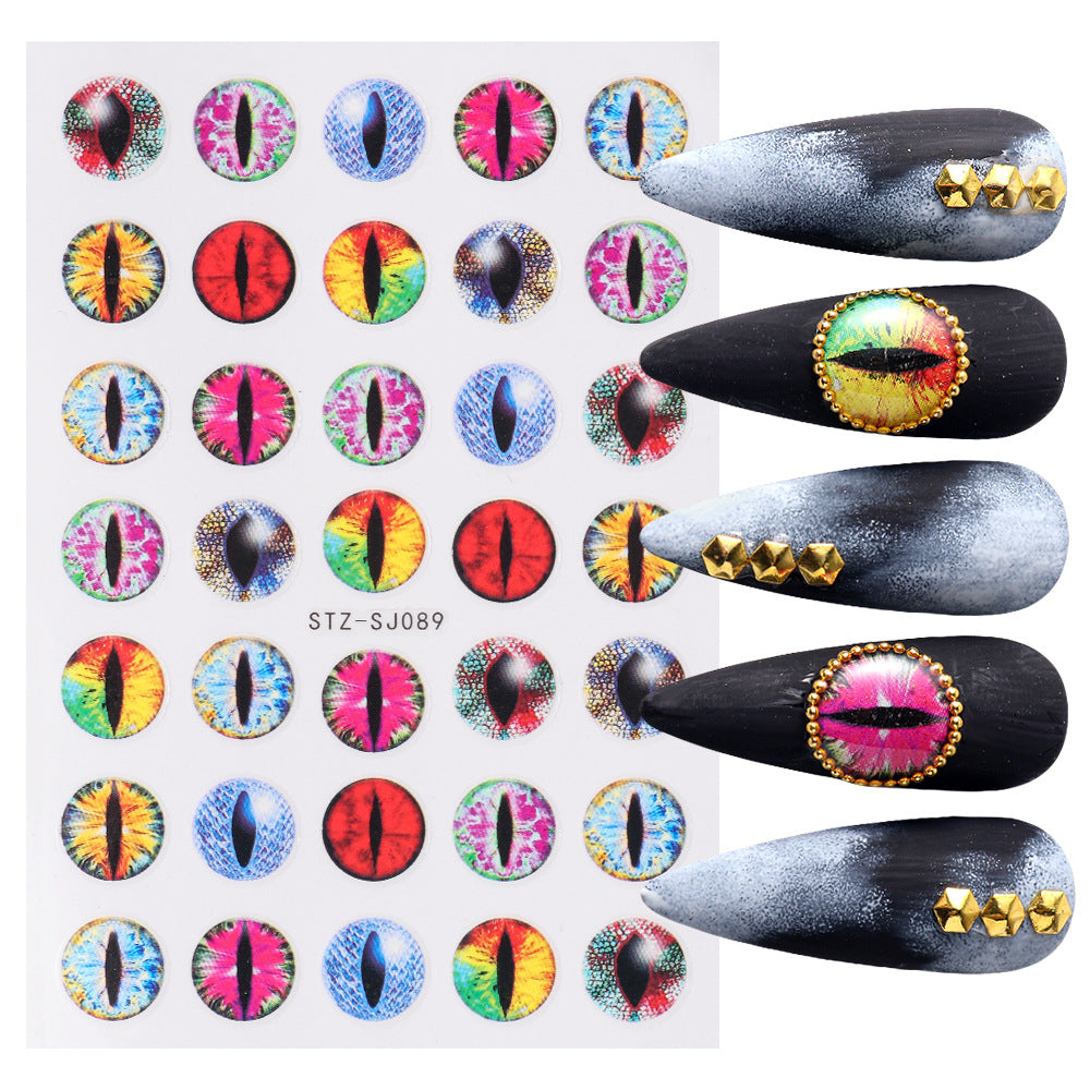 Devil's Dark Cat Eyes Elegant Style Nail Stickers