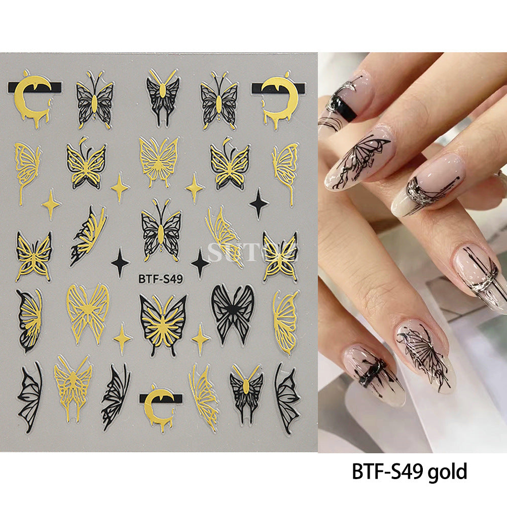 Summer Fresh Hibiscus Hollow Butterfly Back Nail Stickers