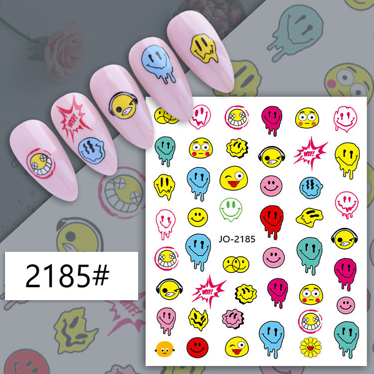 Heart Abstract Twisted Smiley Pattern Fingernail Nail Stickers