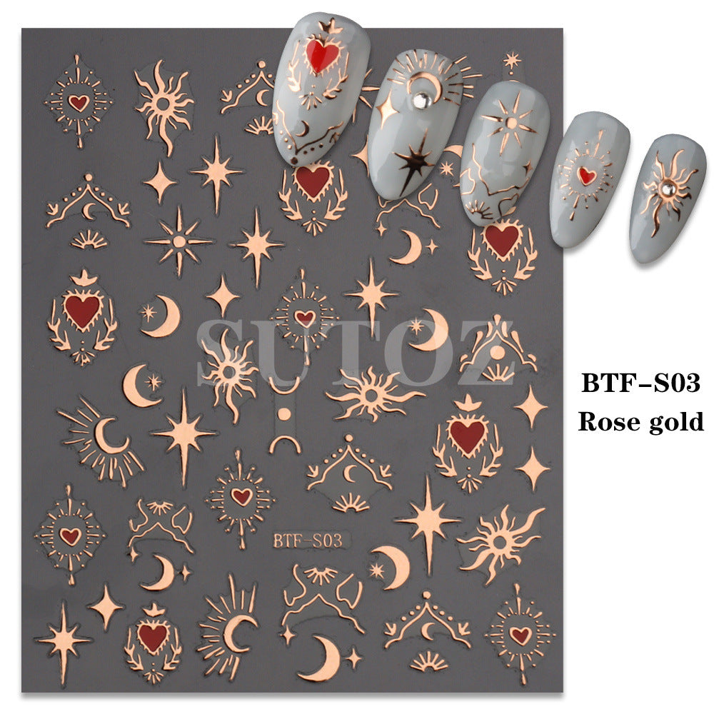 Potato Popular Bronzing Love Sun Moon Nail Stickers