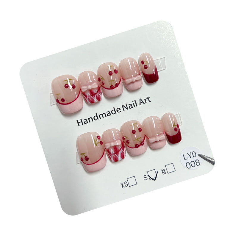 Sweet Atmosphere Sense Three-dimensional Cherry Beauty Cute French Nail Stickers